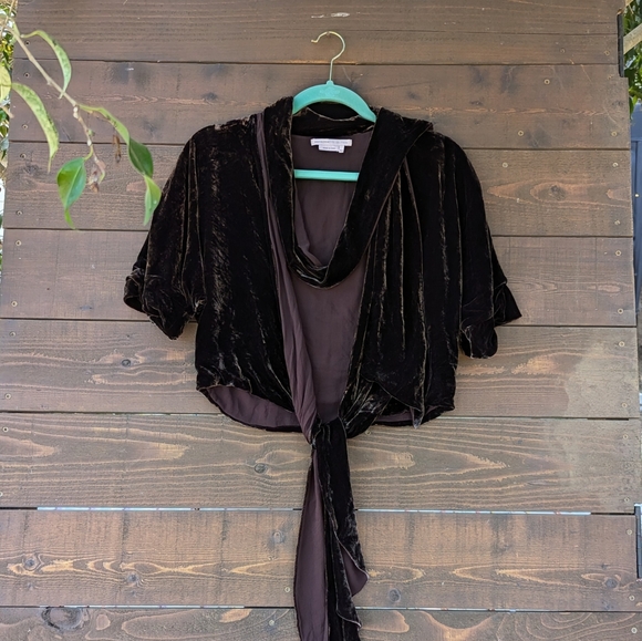 BCBGMaxAzria Jackets & Blazers - BCBG Max Azria Brown Velvet Kimono Jacket, Size S